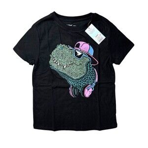 Cat & Jack Boys Girls Dinosaur Graphic T-Shirt Black Short Sleeve Cotton Small